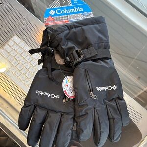 Columbia Black Thermal Waterproof Ski Gloves Zipper Pockets Women’s Large new